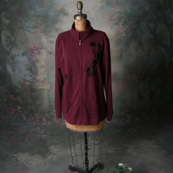 Artisans Apparel Jacket Maroon Black Embroidery LG - Picture 8 of 11